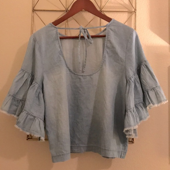 Denim Ruffle Top - Picture 7 of 9